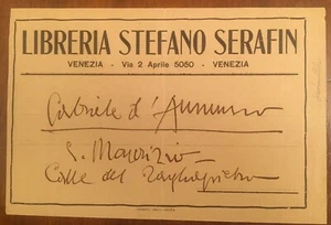 Etichetta autografa di Gabriele D'Annunzio - Picture 1 of 1