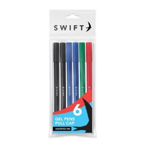 Assorted Gel Pens - 6 Pack Colours Writing School Stationery Office Write Neat - Picture 1 of 2