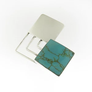 Handgefertigter moderner Kunst echt türkis & 925 Sterling Silber Anhänger - Bild 1 von 6