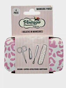 Vintage Cosmetic Company 4-pc. Pink Cheetah Manicure Purse Size Multi - Picture 1 of 2