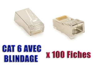 Boite de 100 Fiches RJ45 8P8C - Prises à Sertir - BLINDEES - CAT6 CAT5 - Imagen 1 de 1