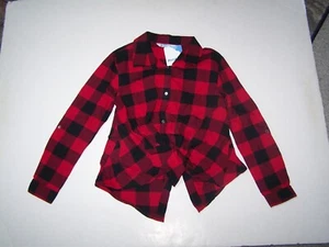 NWT Mayoral Boutique Girls Shirt Size 10 L/S Rock and Roll Queen Black/Red Check - Picture 1 of 3