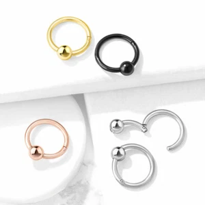 1 Pc All Surgical Steel Hinged Hoop Captive Ring Ear Cartilage Septum Tragus  - Picture 1 of 12