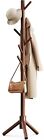 Sturdy Wooden Coat Stand, 3 Adjustable Sizes Coat Tree with 8 Hooks, Coat Sta...