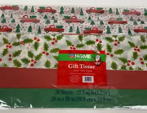60 Sheets Red Green Christmas Gift Wrapping Tissue Paper 20” X 20” - Picture 1 of 3