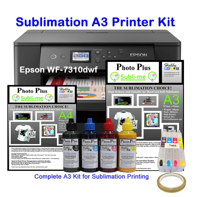 A3 Sublimation Printer - Epson WF-7310 - 4 x INKS - SUBLIMATION PAPER INCLUDED