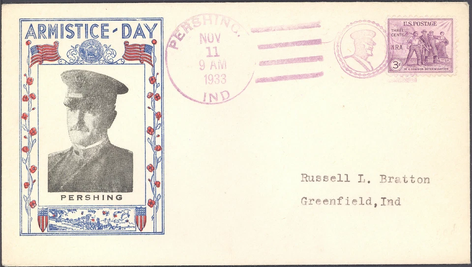 PH Pershing Indiana "Cameo" (L.D. 909) well struck purple fancy cancel [416850]  - Image 1 of 1