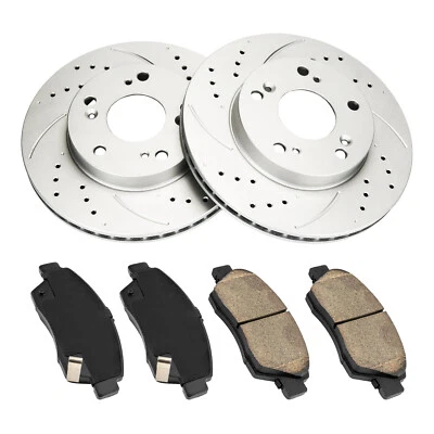 Pastilhas de freio rotores de disco perfurados dianteiros para Honda Civic 12-14 Acura ILX 2013-2014 - Imagem 1 de 4