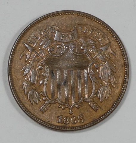 1868 Two-Cent Piece ALMOST UNCIRCULATED 2-Cents Cover