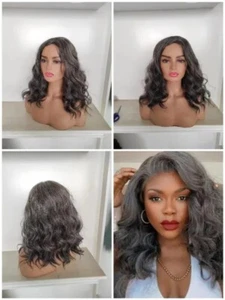 Long Gray Hair Wave Curly Heat Safe Natural Synthetic Looking Daily Wigs Women - Picture 1 of 7