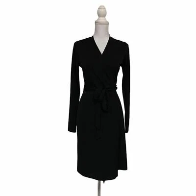 Vestido The Limited XS Alto Pequeño Negro True Wrap Midi Clásico Silhoutte Gótico Foto 1 de 4