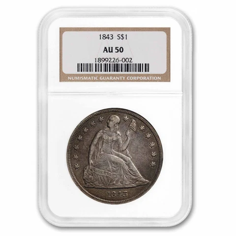 1843 Liberty Seated Dollar AU-50 NGC - SKU#278344 Cover