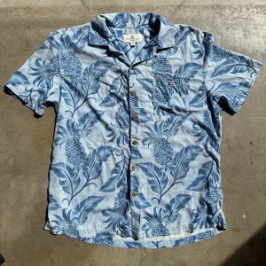 Island Shores waschbares Seiden-Hawaiihemd für Herren - blauer Ananas-Druck, XL - Bild 1 von 5