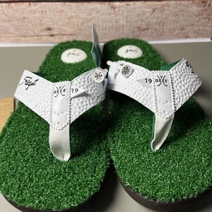 NWT Reef Men’s Mulligan II Green White Golf Tee Novelty Thong Sandals Size 8 - Picture 1 of 7