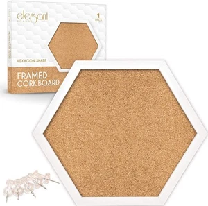 Cork Board Hexagon Diamond Shape White Framed Bulletin Board Modern Decorativ... - Picture 1 of 6