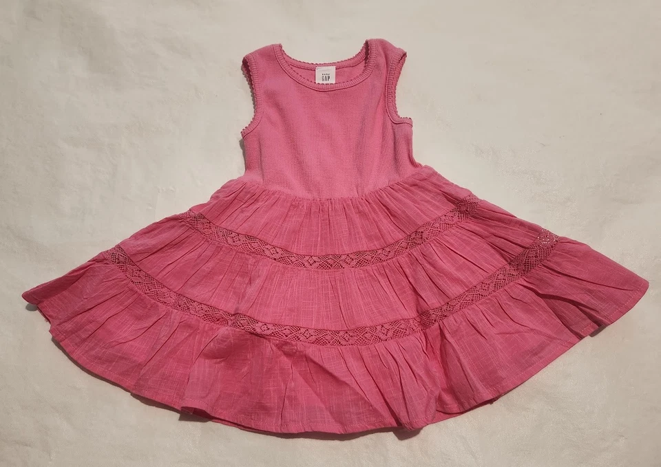 Nuevo con etiquetas Vestido Solero Bebé Gap Rosa En Niveles Sin Mangas Bebé Niño Niña Foto 1 de 1
