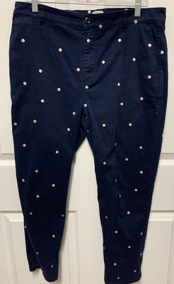 J. Calça reta Crew vintage tamanho 31 azul marinho bordada bolinhas chino preppy CE - Imagem 1 de 4