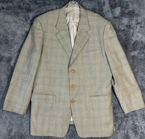 Valentino Garavani Mens Plaid Wool Sport Coat Jacket Blazer 3-Button Italy 43L - Picture 1 of 14
