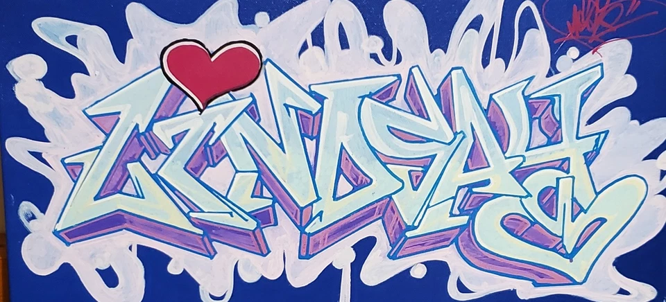 ¡TU NOMBRE! en arte de graffiti sobre lienzo de 12x24". FOTOS MUESTRAN EJEMPLOS. LEER POR FAVOR Foto 1 de 4