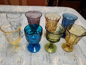 8) Mismatched - Water Goblets  - Blues/Greens/Yellows Etc - Picture 1 of 13