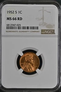 Lincoln Wheat 1952-S 1C RD un centavo NGC MS66RD 6812947-025 - Imagen 1 de 2