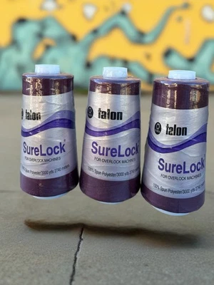 3 New Talon Coats Surelock Overlock Thread 3000yds Purple 100% Polyester col 41B - Image 1 of 2
