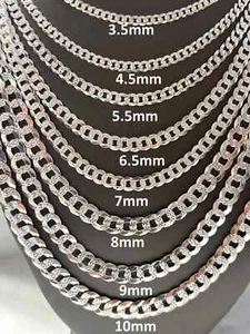 Solid 925 Sterling Real Italian Silver Cuban link Chain Necklace Men and Women - Picture 1 of 10