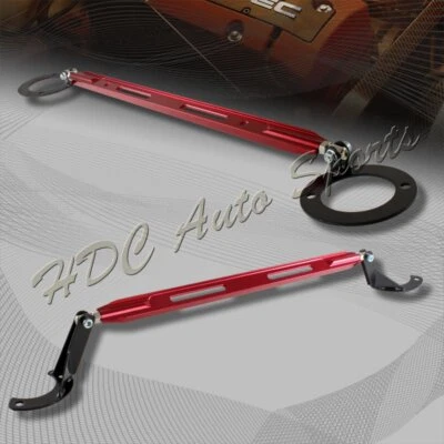 For 1992-2001 Honda Prelude Front+Rear Upper Red Aluminum Tower Brace Strut Bar - Image 1 of 4