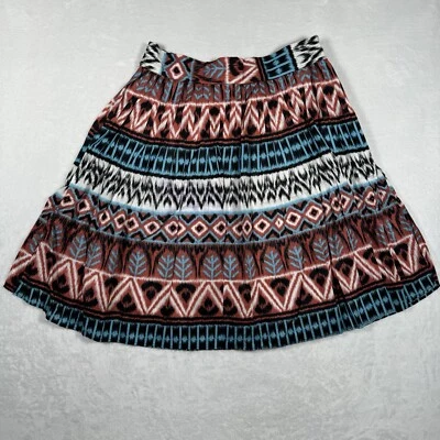 Saia Forever 21 padrão nativo americano plissado forrado de algodão com zíper Hasp tamanho M - Imagem 1 de 4