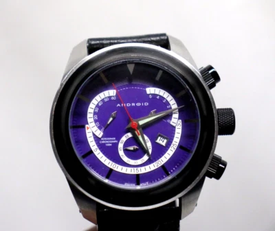 Reloj de cuarzo suizo Android AD443 púrpura Savant retrógrado cronógrafo 100 m 48 mm Foto 1 de 4