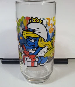 Vidrio para beber Pitufa 1983 coleccionable vintage Peyo Hardee's promoción 2 - Imagen 1 de 5