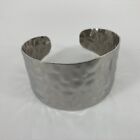 Milor Stainless Steel Hammered Cuff Bracelet Made in Italy Shiny 6.25" w/1" Gap