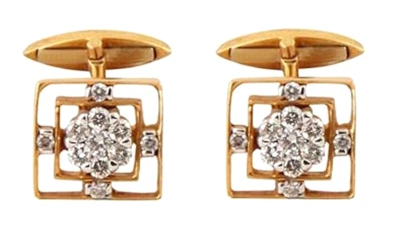 1.15ct Natural Round Diamond 14k Solid Yellow Gold Anniversary Men Cufflinks - Image 1 of 3