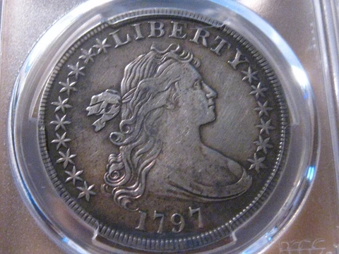 1797 Small Eagle 10/6 Stars  Draped Bust  Dollar / PCGS XF Details Cover