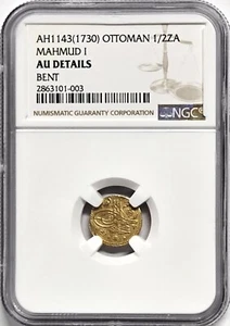 AH 1143 (1730) Ottoman ½ ZA Mahmud I - NGC AU Details - Picture 1 of 4