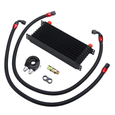 Universal Oil Cooler Kit Engine Transmission 10 Rows AN10 Braided Oil Fuel Line - Image 1 of 4
