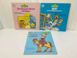 Lot of 3 Sesame Street Golden Books Elmo I Want to be a Cowboy/The Pet Show/Bert - Picture 1 of 17