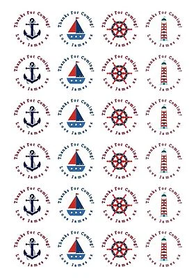 Barco Náutico Mar *Pegatinas Circulares Personalizadas*45mm*Bolso de Fiesta Cono*Niños Foto 1 de 2