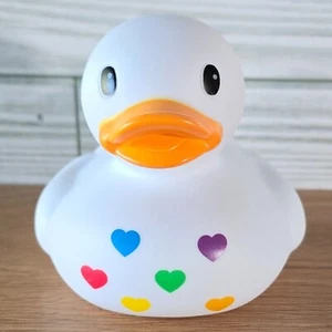 Infantino White Rubber Duck With Multicolor Hearts Bath Water Pool Baby Toy M3 - Picture 1 of 12