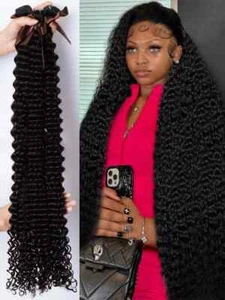 new Wave 3 Bundles Weave Curly Wigs Bundles Double Weft 100% Human Hair - Picture 1 of 13