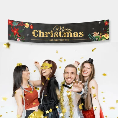 Fiesta de Navidad Acebo Feliz Navidad Colgante Decoraciones Fiesta Banner PERSONALIZADO Foto 1 de 4