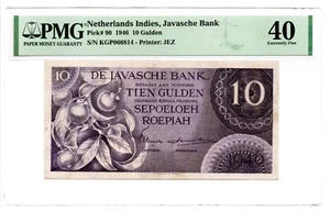 Netherlands Indies De Javasche Bank 10 Gulden 1946 Pick 90. PMG Extra Fine 40 - Picture 1 of 2