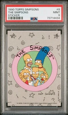 THE SIMPSONS Family 1990 Topps Simpsons Sticker #8 * PSA 9 Mint ICONIC Bart - Image 1 of 2