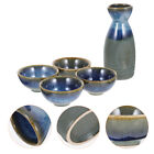 Ceramic Japanese Sake Set with Carafe and Cups