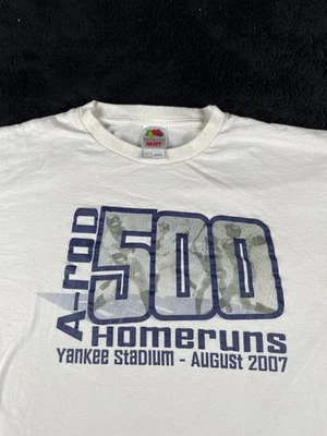New York Yankees Shirt Mens Large White MLB Baseball A-Rod 500 Homeruns 2007 Tee - Image 1 of 4