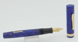 Conklin Endura Lapis Blue w/Gold Trim Fountain Pen - 14kt Fine Nib - 1930's - Picture 1 of 6