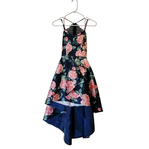 Floral Kids Dress with Pink and Blue Design Backless Spaghetti Strap Lace Back L - Picture 1 of 6