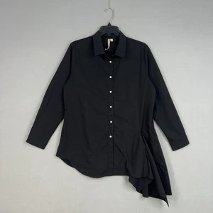 Bequemes USA Shirt Damen Large schwarz asymmetrisch künstlerisch Boho minimalistisch Karriere Arbeit - Bild 1 von 13