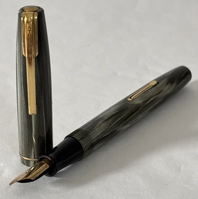 Винтажная перьевая ручка Waterman's Ideal в полоску с зеленым жемчугом - 14K новая в коробке - Изображение 1 из 4