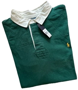 VINTAGE POLO RALPH LAUREN RUGBY HUNTER GREEN MEN’S L/S SHIRT 4XLT TALL COTTON - Picture 1 of 14